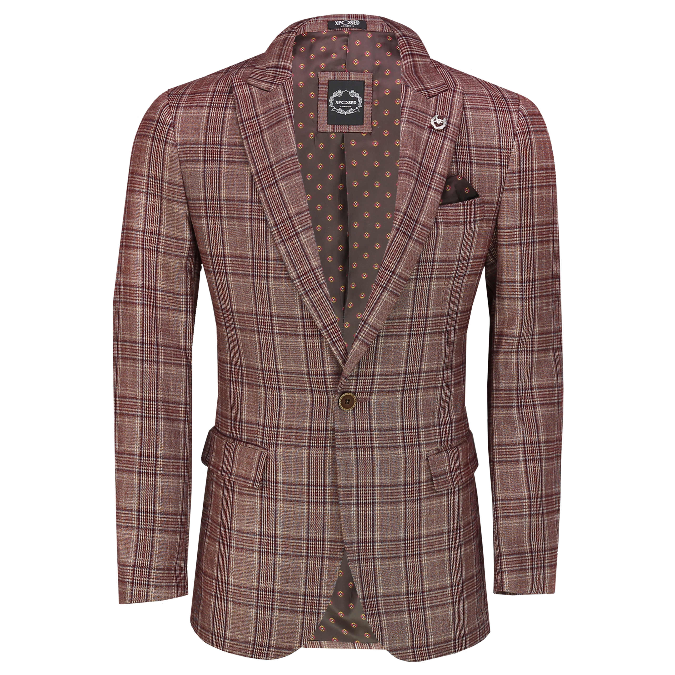 Mens Single / Double Breasted Blazer Tweed Check Retro Tailored Fit Suit  Jacket